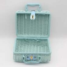 Portable PP Basket Baskets, Picnic Storage Basket, Retro Basket Suitcase, Handwoven Gift Box, Cosmetic Organizer Boxes For Small Items - 白色 - 查看 7