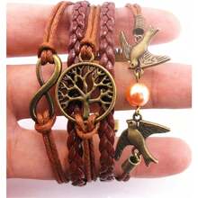 Handmade Adjustable Leather Bracelet, With Infinity Love Cute Unicorn Sister Cross Dream Dragon Horse Tortoise Angel Wings Owl Butterfly Anchor Brids Heart Best Friend Metal Charm Friendship Gift For Women Girl