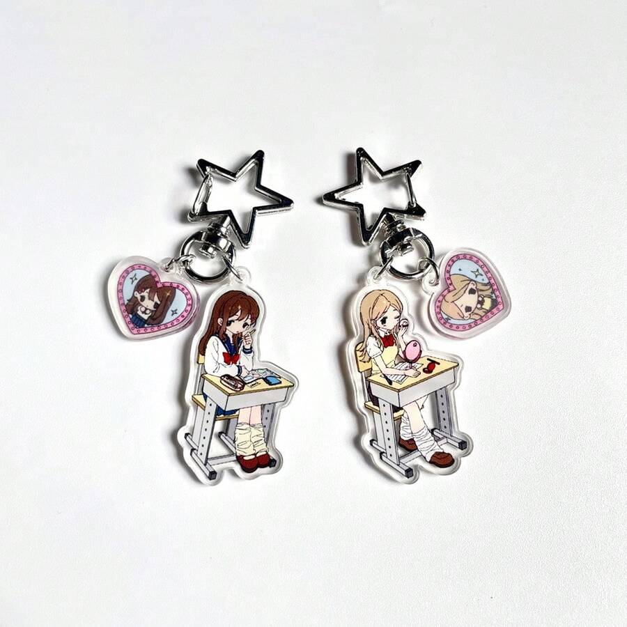 1件原装JK制服Y2K复古日系女学生可爱休闲街头派对亚克力钥匙扣、手机挂饰、学校纪念品礼物、包包挂件，适合所有季节、公司活动、送给女朋友的礼物，带证件夹的包包挂绳，汽车配件，包包挂饰，圣诞节汽车礼物，送给老师的礼物，送给姐姐的礼物创意