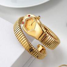 新款女士蛇形手镯水晶手表不锈钢手链时尚女孩石英腕表Religios Reloj Montre Femme - 彩色 - 查看 4