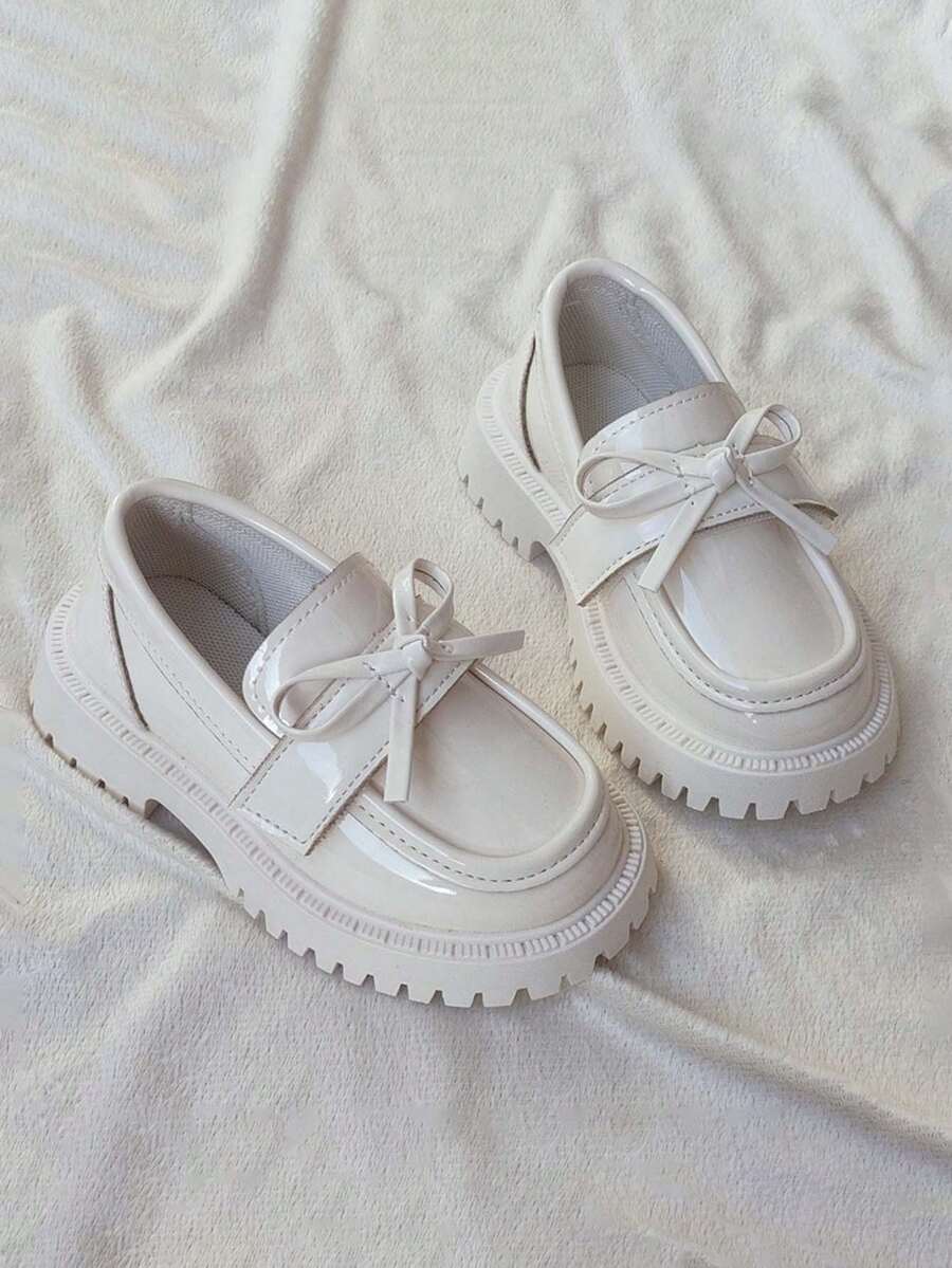 1 双女童浅口可爱公主平底皮鞋，透气软底防滑百搭儿童鞋，婴幼儿易穿脱步行鞋，适合春、夏、秋季 - 米色 - 查看 1