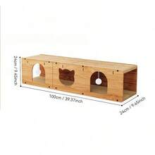 1pc 100cm Tall Cat Scratching Post With Tunnel, Durable Non-Shedding Scratch Pillar With Toy Ball, Suitable For Multiple Cats, Cat Scratcher Toy - 100*24*24 - View 2