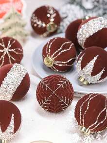 12pcs 8cm Christmas Party Decorative Balls, Rhinestone Flocked Christmas Ornaments, Plastic Hanging Decorative Balls, Suitable For Christmas Tree Decor, Home Decor, Room Decor, Bedroom Decor, New Year Decor, Christmas Decorations, Outdoor Decor, Holiday Party Decor, Christmas Party Supplies, Christmas Themed Festive Hanging Ornaments, Event Party Decor Gifts, Christmas Ornament Gift Set, Happy New Year, Gifts For Friends And Family Winter