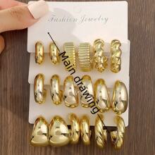 3 Pairs/9 Pairs New ABS Resin & CCB Exaggerated C-Shaped Water Drop Personalized Fashion Earring Set - New Four - View 3