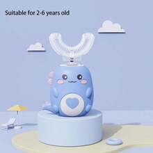 Children U-Shaped Electric Toothbrush 360 Degrees Smart Cartoon Kids Silicone Toothbrush Automatic Rechargeable  Toothbrush - 2-6 tuổi màu xanh - Xem 13