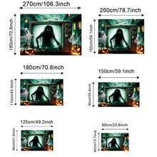 1pc-Halloween Horror Photo Backdrop - Terrifying Skeleton Zombie & Ghost Graveyard Scene, Heavy Duty Polyester Fabric For Photography Booth, Spooky Party Decor, Indoor Outdoor Haunted Wall Display