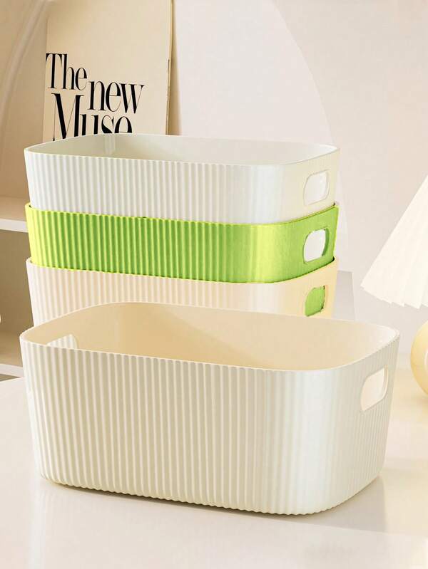 Available In 1/2/3-Packs In Milk Yellow, White, And Green For Desktop Storage. Suitable For Storing Cosmetics, Miscellaneous Items, Snacks, Toys, Etc. Also Suitable As Storage Baskets, Office Desk Organizers, Rectangular Storage Baskets, Or Office Organizer Boxes. Three Sizes Available.