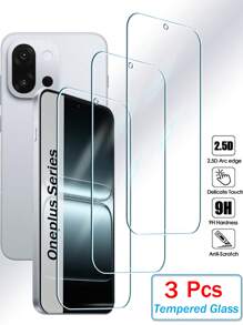 3 piezas de vidrio templado compatible con Oneplus 13R 13T 13S 10R 10T 9 9R 9RT 8T Nord CE 5 4 3 2 CE5 CE4 CE3 CE2 2T Lite N30 N20 N200 Ace 5 Pro 3v 2v Protector de pantalla de cobertura completa con pegamento
