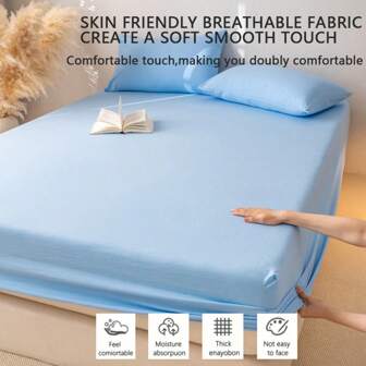 1 pieza Sábana ajustada de algodón suave de unicolor, elástica 360° todo alrededor, resistente a las arrugas, transpirable, suave y cómoda, adecuada para dormitorio, habitación de invitados, hotel, dormitorio, amigable con la piel, sueño relajante desnudo, proporciona una sensación de piel suave, disponible en 16 tamaños, colores de macarrón