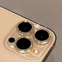 (Gold Diamond Pattern) Suitable For Compatible With IPhone 11/11pro/12 Mini /13 / 14 Plus/15 / 16 Pro Max/16e/17/17pro/17 Pro Max/17Air, Luxury Gold Flash Sticker, Scratch Resistant, High-End Lens Film