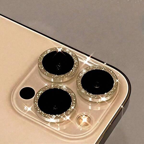 (Gold Diamond Pattern) Suitable For Compatible With IPhone 11/11pro/12 Mini /13 / 14 Plus/15 / 16 Pro Max/16e/17/17pro/17 Pro Max/17Air, Luxury Gold Flash Sticker, Scratch Resistant, High-End Lens Film