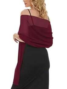 Chiffon Shawl Scarf, Suitable For Brides, Weddings, Evening Gowns And Special Occasions - 30# Deep Wine Red - View 2