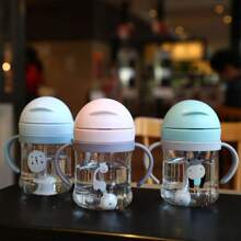 1pc Kids Water Bottle, Student Drinking Cup, Cute Water Bottle With Straw, Scaled Water Bottle, Kindergarten Suction Ball Water Bottle, Anti-Choke Straw Cup, 250ml/350ml Capacity