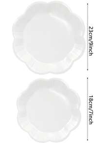 10 piezas/20 piezas/50 piezas Platos de papel rojos de 7 pulgadas con borde ondulado, platos de cena rojos con forma floral de 9 pulgadas, decoraciones elegantes de mesa para fiestas, bodas, baby shower, cumpleaños, Navidad, Año Nuevo, platos para pasteles, artículos para fiestas - Blanco - Ver 2