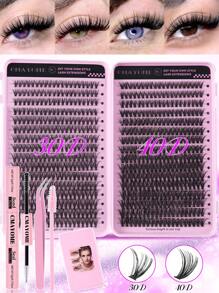 544/640 Stücke Wimpernbüschel D-Locken Einzelwimpern, mit Kleber und Versiegelung, Augenbrauenpinsel, Pinzette Set für Anfänger, weich und natürlich aussehende Kunstwimpern zum Vergrößern der Augen, dicke & natürlich flauschige DIY segmentierte Wimpern für verschiedene Augen-Make-up-Looks, Wimpern+Wimpernverlängerungs-Kleber+Pinzetten Set einfach zu verwenden, Starter-freundlich, flauschiger dichter Kunstwimpern-Set, geeignet für Alltag, Outdoor, Date, Augen-Make-up, Studenten Rückkehr zur Schule Geschenk Wimpernbüschel Set, Wimpern, Kunstwimpern