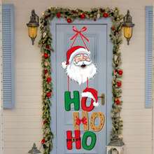 Christmas Decorations-Merry Christmas Home Front Porch Door Hanger Decor Party Paper Signs Banners Tree Elk Snowman Santa Claus Wall Hanging Indoor Decorations,Decoration Cartoon-Style Colorful Paper Decorative Door Hanging Banner For Indoor,Outdoor Wall,Yard Decoration Best Gifts Birthday - Multicolor - View 2