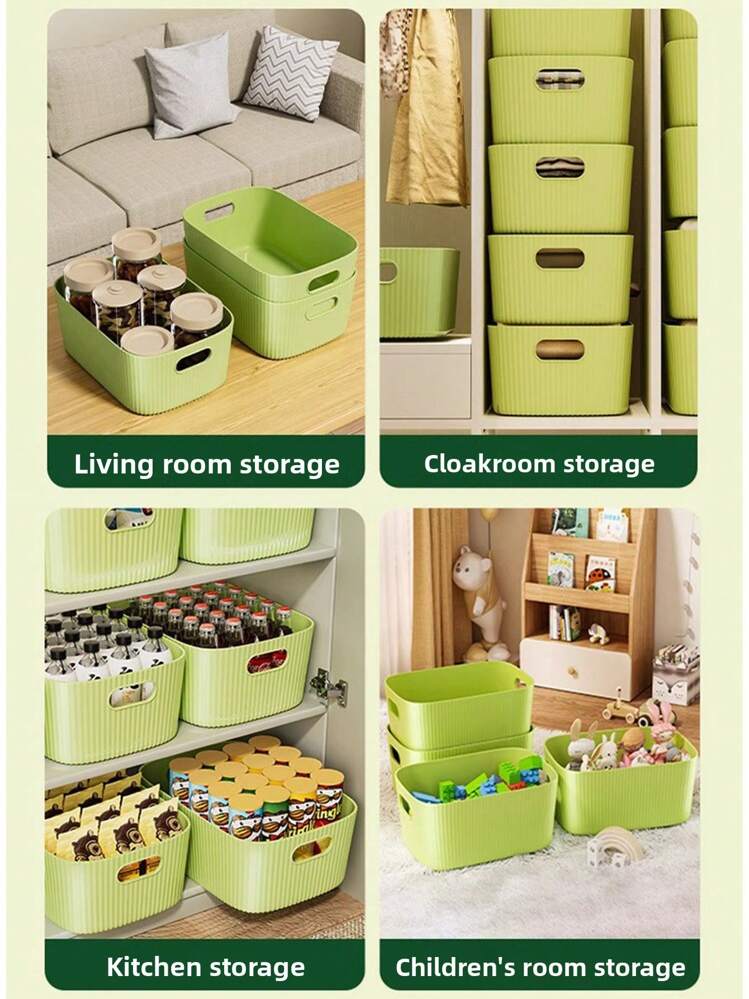Available In 1/2/3-Packs In Milk Yellow, White, And Green For Desktop Storage. Suitable For Storing Cosmetics, Miscellaneous Items, Snacks, Toys, Etc. Also Suitable As Storage Baskets, Office Desk Organizers, Rectangular Storage Baskets, Or Office Organizer Boxes. Three Sizes Available. - Multicolor - View 3
