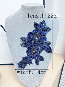 全新串珠、水晶、水钻刺绣贴花补丁，适用于服装、婚纱装饰、DIY 工艺用品，长度：22 厘米，宽度：14 厘米 - 多色 - 查看 45