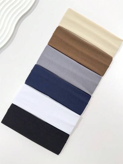 2条/4条/6条装（宽版）男女通用时尚运动发带，多种颜色可选，柔软亲肤材质，适合运动发圈或日常造型，简约实用，满足不同佩戴和使用场景，为整体造型增添色彩和活力，轻松打造时尚风格。圣诞礼物，女士圣诞礼物，成人圣诞礼物，成人发饰，女士配饰，圣诞礼物，成人礼发饰，女士礼物创意，美容圣诞礼物，女士时尚发带