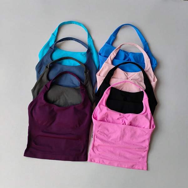 Seamless Cross Back Yoga Sports Bra Summer Shock Proof Gym Workout Fitness Push Up Top Yoga Running Active Sportswear Vest Bra