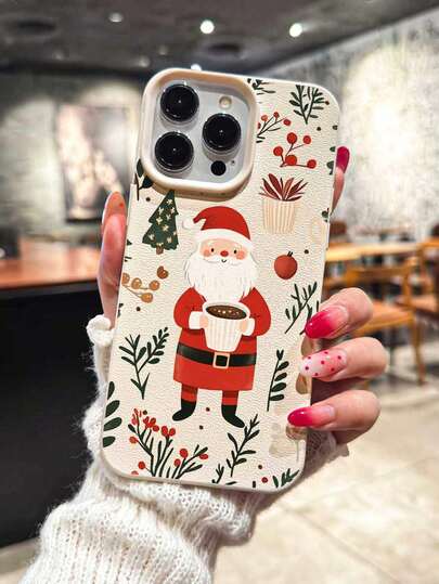 Santa Claus Pattern TPU Anti-Scratch Anti-Drop Phone Case Compatible With Apple XS/XR/11/12/13/14/15/16/13 Pro Max/16 Pro Max/14 Plus/17/17 Pro Max, A35/S24/A16/S24 FE/S20/S22 Plus/S25 Ultra/S25/S22/S21, A33 5G, A12, A15, A23, A52/5G, Galaxy S21, A16 4G And Other Models
