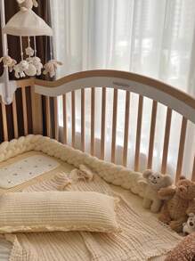 1pc INS Style Braided Crib Bumper Pad, Newborn Baby Bed Surround Soft Cushion, Nursery Decor Crib Protector, Suitable For All Seasons - Cream - View 5