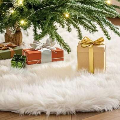 Falda de árbol de Navidad esponjosa de 90-120 cm, decoración de base de árbol artificial, adecuada para fiestas, Navidad, decoración navideña, decoración del hogar en Navidad, regalos de Navidad, decoración navideña