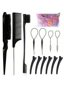 5件套三排钢针梳子，长尾眉刷，高光梳，适用于发型、化妆、盘发造型，也可作为学习用品、礼品、美发配件、头部饰品。 - 彩色 - 查看 23