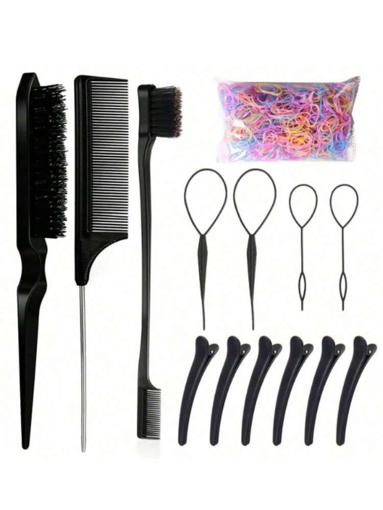 5件套三排钢针梳子，长尾眉刷，高光梳，适用于发型、化妆、盘发造型，也可作为学习用品、礼品、美发配件、头部饰品。 - 彩色 - 查看 23