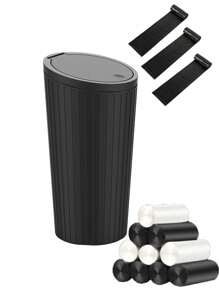 Car Trash Can, Mini Trash Can With Lid, Storage Box, Storage Box, Car Trash Bin, Trash Can, Car Accessories For Interior, Leakproof Small Trash Cup For Home With Additional And 30pcs Trash Bags Black