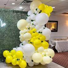 120 个马卡龙黄色乳胶气球，18 英寸、12 英寸、10 英寸、5 英寸各种尺寸气球拱门套件，适用于性别揭秘派对、单身派对、狂欢节、生日、毕业典礼、周年纪念、独立日、新娘送礼会、圣诞节、万圣节、情人节、母亲节、节日派对装饰、斋月、开斋节、狂欢节主题派对、生日庆祝、婚礼派对装饰、周年纪念活动 - 馬卡黃 - 查看 8