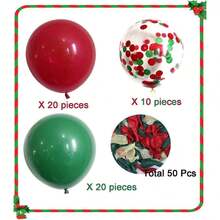 50/35/25个装圣诞气球，彩色乳胶气球，10英寸圣诞派对气球，适用于派对生日装饰。适合性别揭晓派对、单身派对、嘉年华派对、生日派对、毕业典礼、周年纪念、圣诞节和新年庆祝活动。 - 彩色 - 查看 3