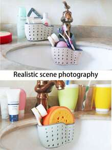 1PC Sink Hanging Drain Basket With Silicone Storage Box, Adjustable Shoulder Strap Drain Rack, Sponge Holder, Faucet Hanging Basket, Kitchen Storage Bag, Perfect For Storing Sponges And Rags In The Kitchen Kitchen Sink Shelf Soap Sponge Drain Rack Holder Double Decker Hanging Basket Storage Suction Cup Kitchen Organizer Sink Accessories Wash