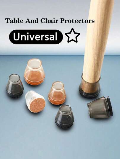 12pcs/Set Felt Padded Transparent Chair Leg Covers, Large Round Chair Floor Protectors, Silicone Chair Leg Floor Pads, Placemats, Chair Cushions, Suitable For Restaurants, Hotels, Cafes