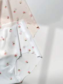 3件套女士薄款冰丝随机草莓印花内裤套装 - 彩色 - 查看 4