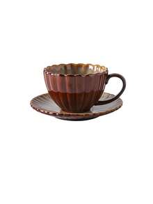 1 件日式复古裂纹陶瓷咖啡杯碟套装，创意拿铁艺术杯，早餐杯，适合家用 - 彩色 - 查看 11