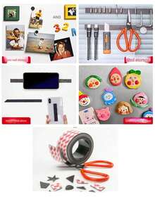 1 Roll Industrial Magnetic Tape, Acrylic Magnetic Strip, Self-Adhesive Rubber Soft Magnetic Strip, Educational DIY Craft Tape, Flexible Cuttable Magnetic Sticker, Curtain Partition Rubber Magnetic Strip, Strong Magnetic Force, Suitable For Handicrafts, Art Projects, Whiteboards, Refrigerator Magnets, Daily Office Supplies (Please Refer To The Video For Specific Usage Instructions) - Multicolor - View 5