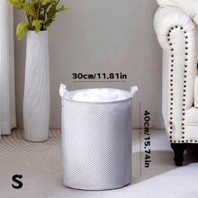 1 bucată, coș de depozitare clasic cu dungi, coș de depozitare multifuncțional pliabil, coș de depozitare ușor, depozitare articole diverse în sufragerie, depozitare haine de baie, coș de haine murdare, potrivit pentru sufragerie, baie și bucătărie, esențial pentru casă, depozitare zilnică, organizarea hainelor, accesoriilor, șosetelor și lenjeriei intime, depozitarea jucăriilor, depozitarea gustărilor. - Dungi gri - Vizualizare 4