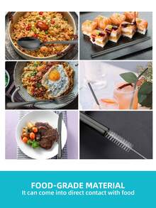 便携式旅行餐具，可重复使用的银器，配有固定餐具盒，包括筷子、吸管、刀、叉、勺子、吸管刷，9 件不锈钢餐具套装，黑色、金色、银色露营野餐餐具套装，学校用品 - - - 查看 4