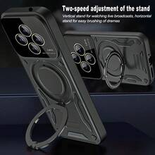 Redmi 14C 4G/Compatible Poco C75 4G Phone Case With Ring Holder, Large Window Design - Black - View 5