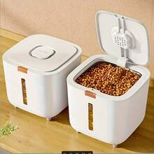 Cat & Dog Food Container, Airtight Grain Storage Bin, Moisture-Proof Pest-Proof Sealed Canister With Press Down Lid, Thick Plastic Flour Storage Bucket For Home Use - Multicolor - View 1