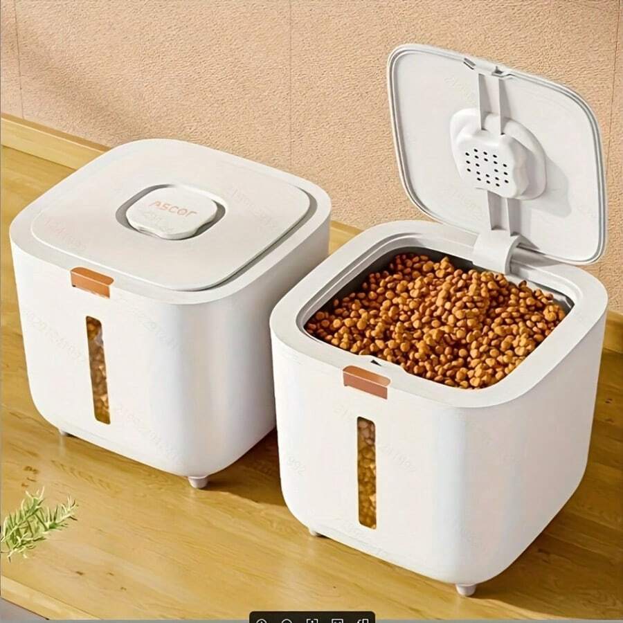 Cat & Dog Food Container, Airtight Grain Storage Bin, Moisture-Proof Pest-Proof Sealed Canister With Press Down Lid, Thick Plastic Flour Storage Bucket For Home Use - Multicolor - View 1