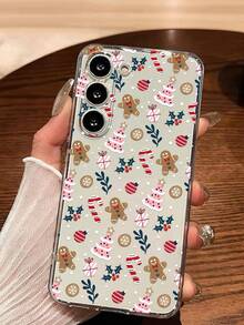 1 pezzo Custodia morbida per telefono con design di albero di Natale, fiocco di neve, omino di pan di zenzero, compatibile con , Honor, Redmi, Galaxy A04e/12/A13/A14/A34/A50/A52/A53/A54/S21/S22/S23/S24/S25/S25Ultra, 6A/7A/8A, 12T/13T