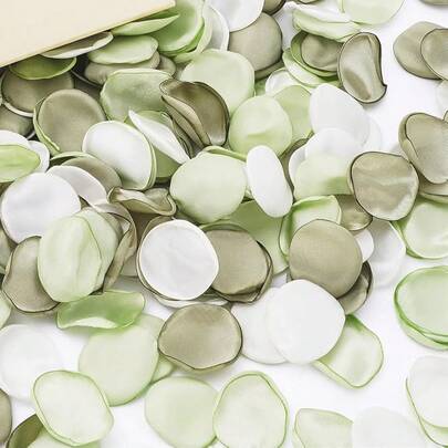 100/200/300 Pétalos de rosa de seda en color verde y blanco para canasta de boda, camino del pasillo, centros de mesa, confeti para fiesta, ducha nupcial y decoración romántica