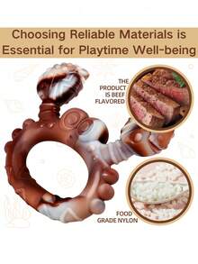 Beef Flavored Dog Chew Toy, Indestructible Dog Chew Toy | Beef Flavored Super Durable Nylon Material | Christmas Gift For Dog Lovers, Halloween Treats, Durable Beef Flavored Dog Bone | Tough Nylon Chew Stick | Holiday Gift, Halloween Dog Toy, Durable Dog Chew Toy, Suitable For All Sizes - Multicolor - View 9