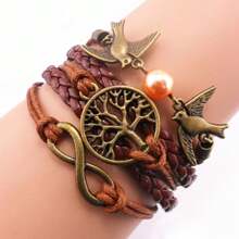 Handmade Adjustable Leather Bracelet, With Infinity Love Cute Unicorn Sister Cross Dream Dragon Horse Tortoise Angel Wings Owl Butterfly Anchor Brids Heart Best Friend Metal Charm Friendship Gift For Women Girl