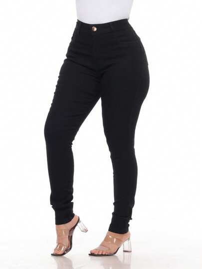 CALCA JEANS FEMININA CINTURA ALTA LAVANTA BUMBUM COM LYCRA