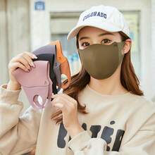 1 Piece Bohemian Style Women's Face Towel - Breathable And Warm 3D Mask, Windproof And Coldproof, Solid Color Polyester And Spandex Blend, Stretchy Fit, Hand Washable, Suitable For Outdoor Use. - 灰色 - 查看 10