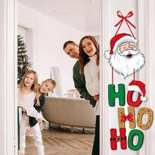 Christmas Decorations-Merry Christmas Home Front Porch Door Hanger Decor Party Paper Signs Banners Tree Elk Snowman Santa Claus Wall Hanging Indoor Decorations,Decoration Cartoon-Style Colorful Paper Decorative Door Hanging Banner For Indoor,Outdoor Wall,Yard Decoration Best Gifts Birthday - Multicolor - View 4