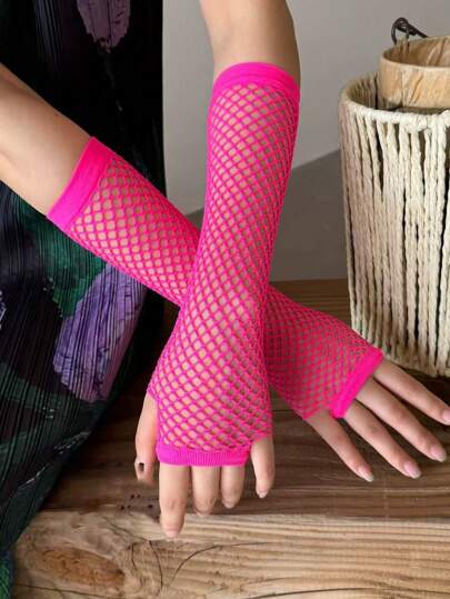 1 Paio di Guanti Lunghi Traforati, Accessori di Moda per Feste e Occasioni, Scalda Braccia per Autunno e Inverno